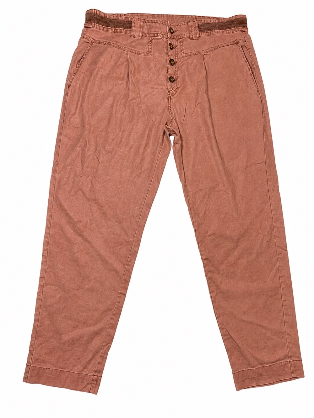 Sundance Linen Blend Button Fly Pants Boho Cottagecore Resort Womens 16 Coastal